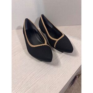 Vionic Black Knit Pointed Toe Flat Comfort Shoes Women's Sz 8